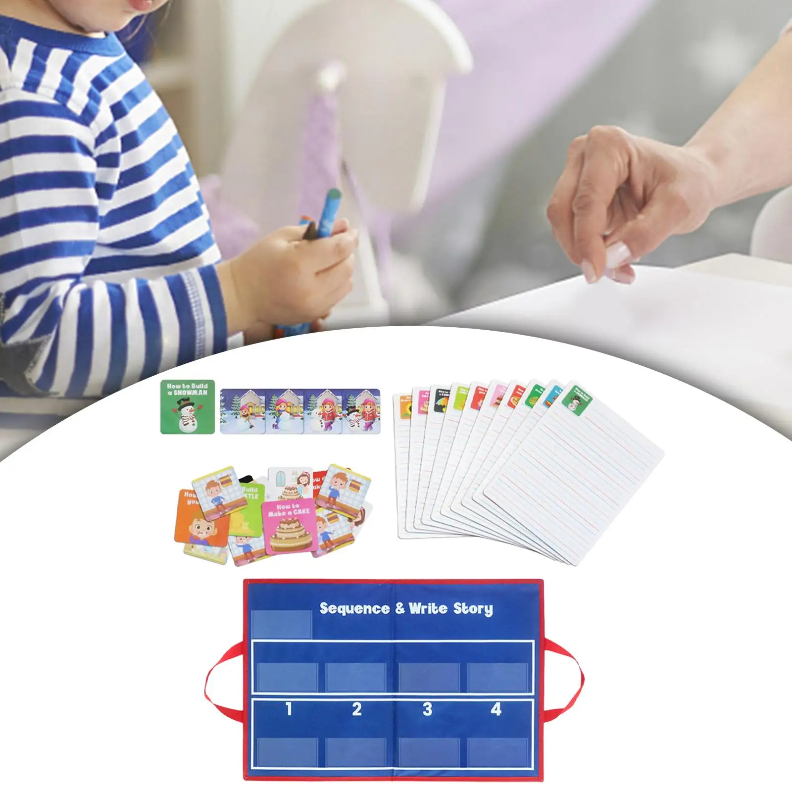 Horário visual infantil, materiais de aprendizagem, cartões flash aprendendo conjunto de atividades educacionais, cartão de sequência, habilidades em casa