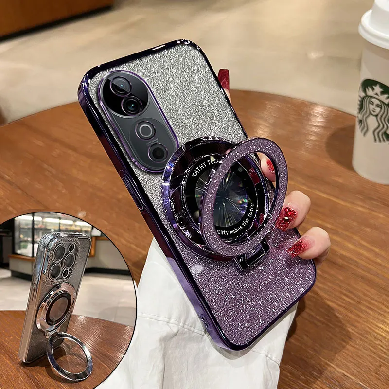 V40 Case With Ring Magnetic Bracket,Luxury Glitter Cover For VIVO V40 SE V30 V29 LITE V30E iQOO Neo9 Pro Y200 Case Luxury Holder