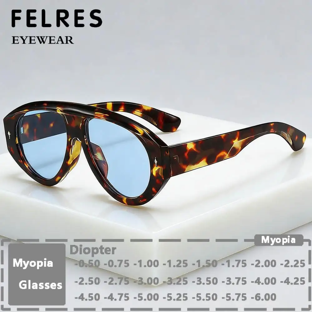 Große Piloten-Sonnenbrille mit Blaulichtfilter für Herren und Damen – Getönte Sehstärkebrille für Outdoor und Autofahren mit Negativstärke
