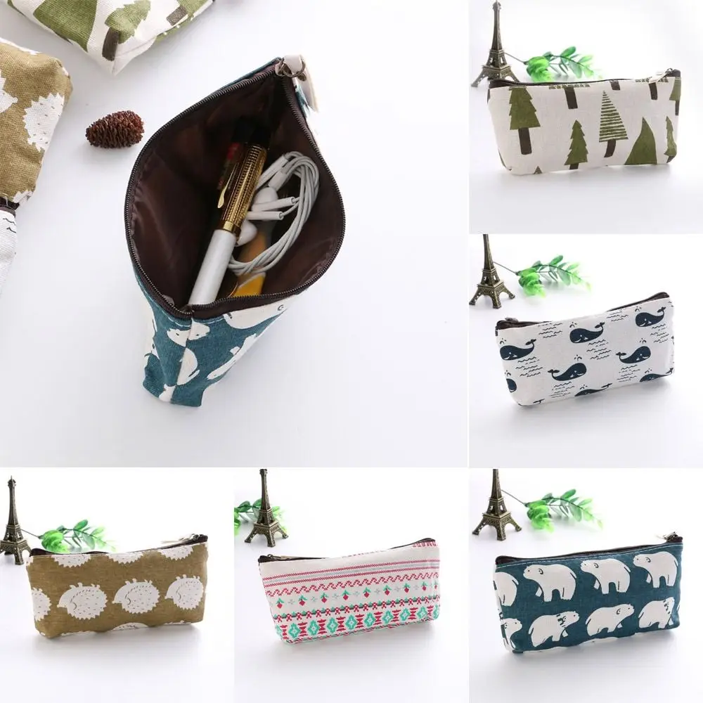 Durable Canvas Pen Bag Multi-function Portable Pencil Case Large-capacity Stationery Storage Bag