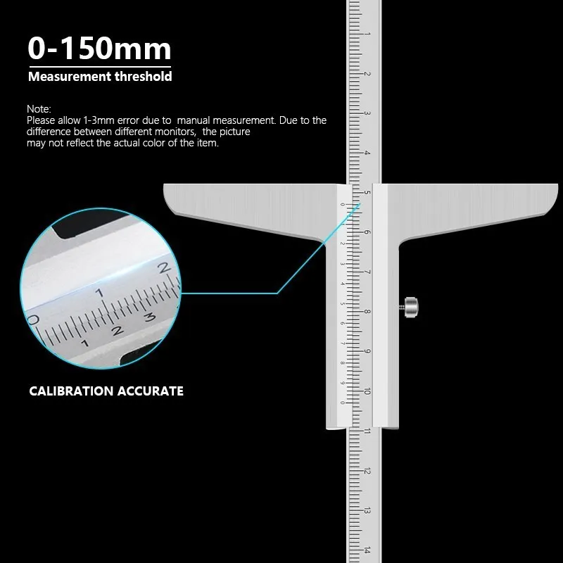 HAMPTON 0-150/200mm Depth Caliper Gauge 0.02mm Accuracy Vernier Caliper Stainless Steel Micrometer Metric Gauge Measuring Tools - Image 3