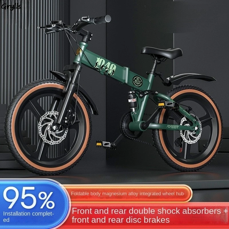 Grylls Kids Bike Boys Big Kids Mountain Bike Light Folding Bike Youth Variable Speed Bike Kinder Fahrad Bicicleta De Montanha