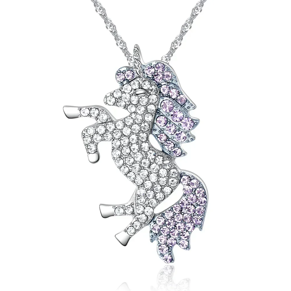 Novo cristal de swarovsks céu cavalo colar micro incrustação unicórnio pingente feminino jóias finas para festa como presentes bonitos