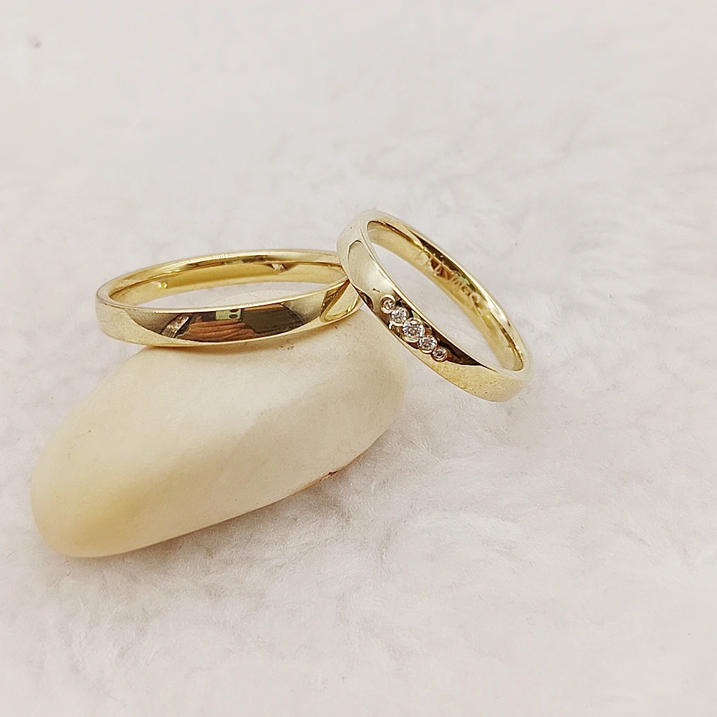 وعد غير قابل للكسر سليم تشيكوسلوفاكيا بيان 925 فضة مجوهرات التحالفات 14K مطلية بالذهب خواتم الزفاف المخصصة للأزواج #3