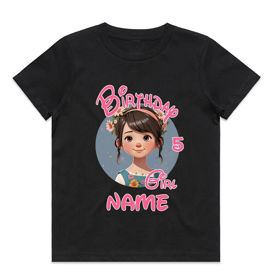 Custom Birthday T shirt Junior Youth Family Matching Personalized Age Name Shirt for Kids Girl Boy 100% cotton