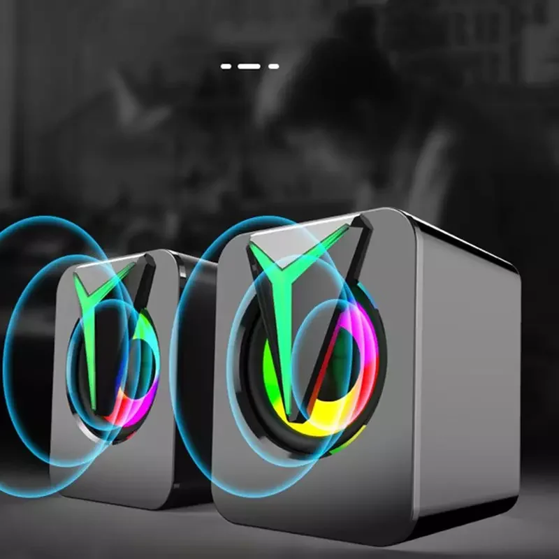 Компьютерные колонки, ПК, звуковая коробка, Hi-Fi стерео микрофон, USB Проводная коробка с подсветильник кой для рабочего стола, оптовая продажа, сабвуфер, Новинка