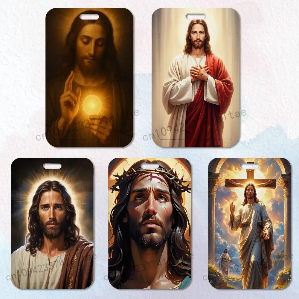 

Jesus Belief Savior Card Holder Durable With Carabiner Name Tag Vertical ID Badge Holders Credentials Protection