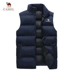 Camel men's vest fashion trend zipper vest down jacket men's autumn and winter windproof thermal vest jacket