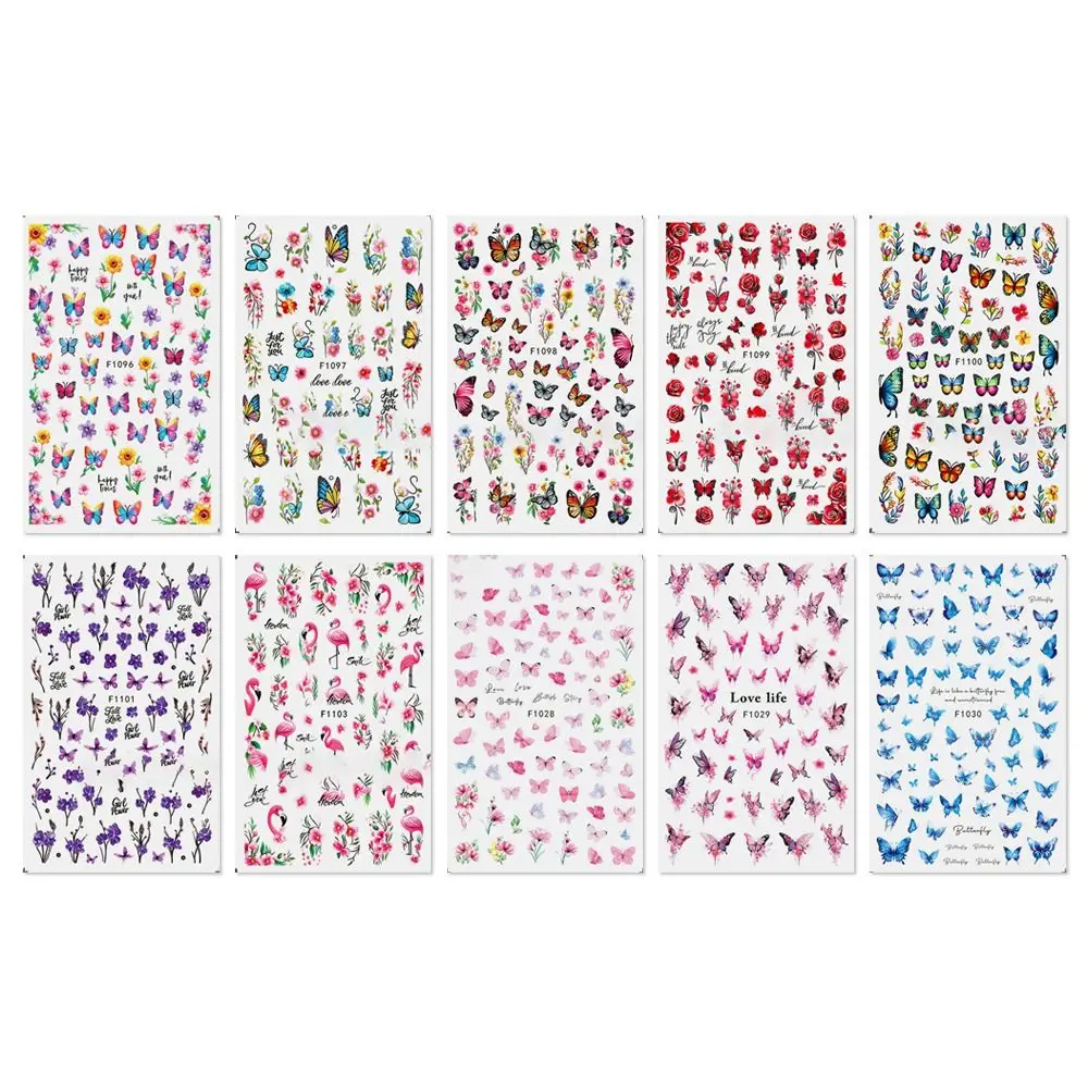 

3D Design 3D Nail Art Decals Blossom Pink Flowers Design Nail Decorations Butterflys Pattern Spring Engraved Fashion Nails