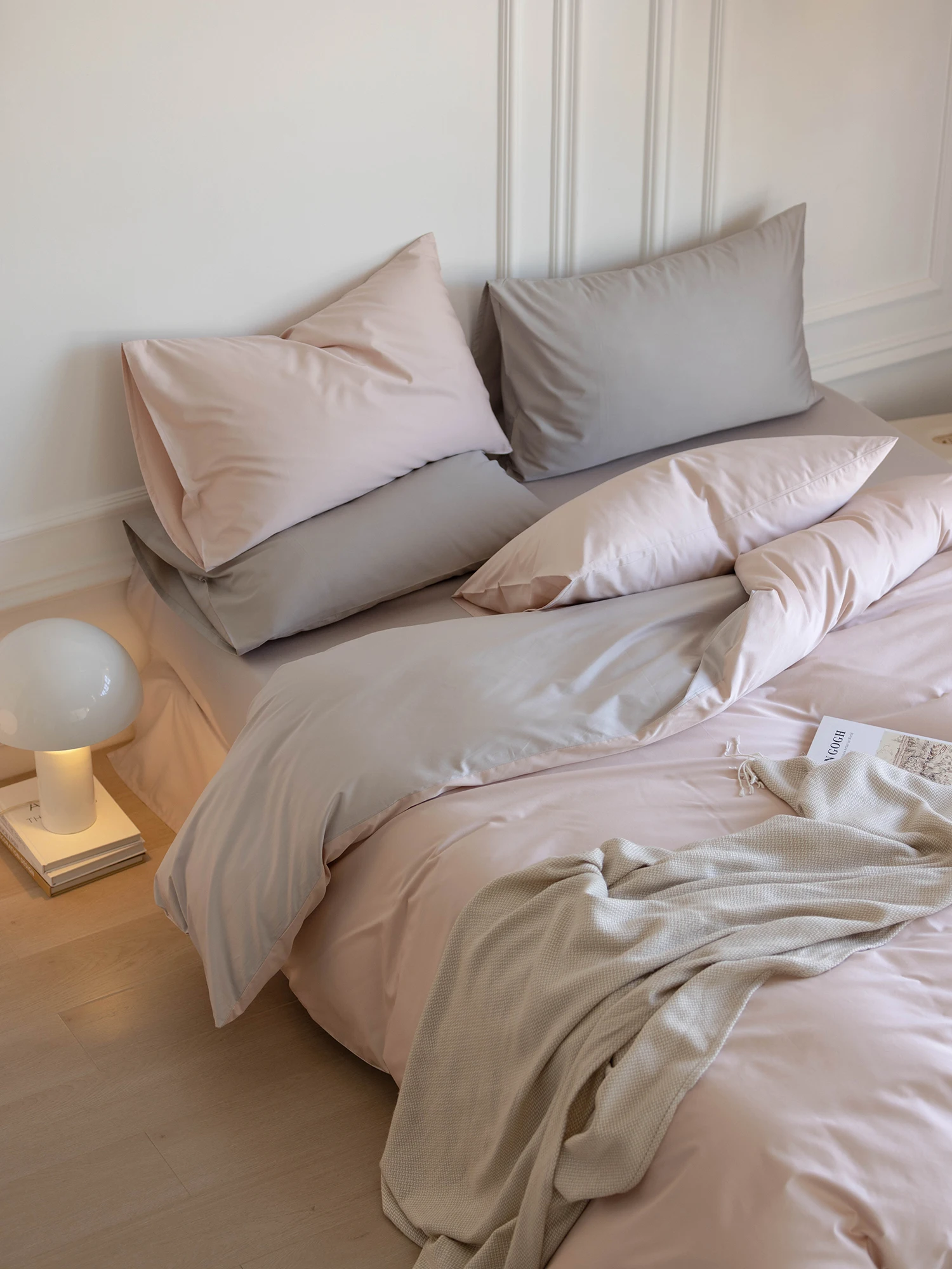 

00% Long Staple Cotton Gown Satin Bedding Four-Piece Set Pure Color Bed eet Cover Duvet Cover Bed Canopy Sle Bedding