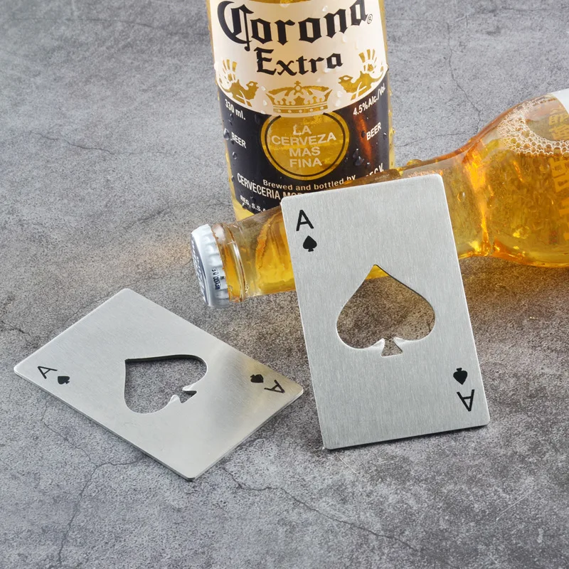 1 piece Beer opener with Playing Card Ace of Spades Poker Soda Stainless Steal Bottle Cap Opener