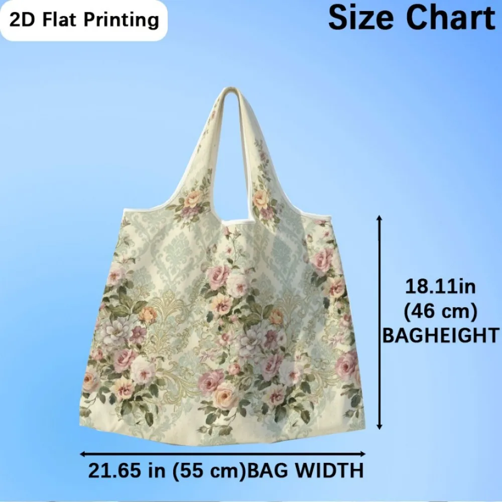 Vintage roses on damask silk Foldable tote bag, convertible shoulder bag for daily errands.