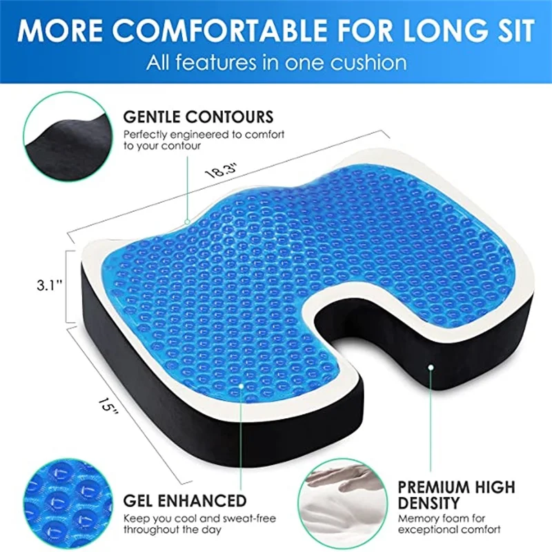 Gel Orthopedic Memory Cushion Foam U Coccyx Travel Seat Massage Car Office Chair Protect Healthy Sitting Breathable Pillow