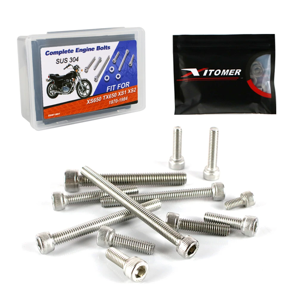 

Fit For YAMAHA XS650 TX650 XS1 & XS2 1970-1984 Motorcycle Stainless Steel Bolt Screw Kit 106PCS ATV Stainless Engine Bolt Screws