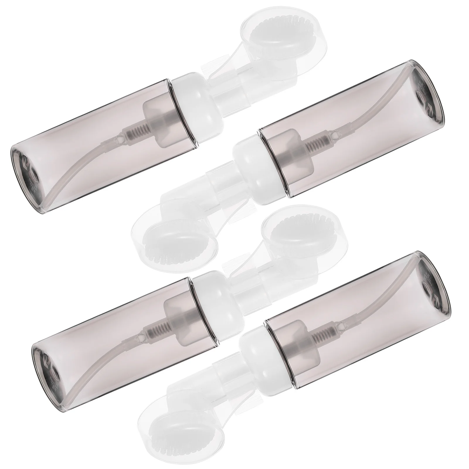 

4Pcs Transparent Foam Pump Bottles Refillable Travel Soap Dispenser Bottles with Brush Head Portable Foaming Pump for Skincare