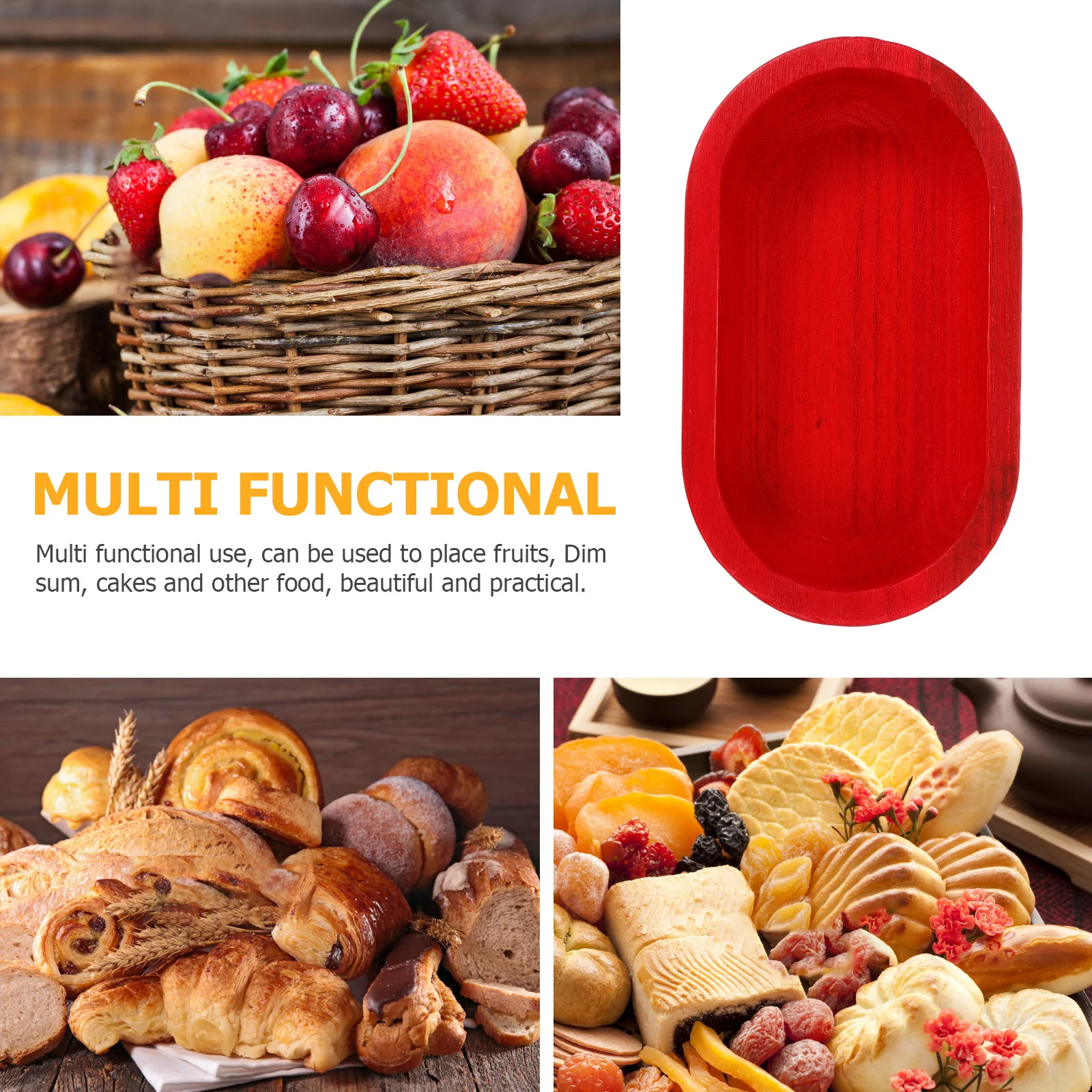 

Wood Oval Shape Serving Tray Household Decorative Fruit Plate for Living Room Bedroom Portable Snack Cake Dessert Storage Wood