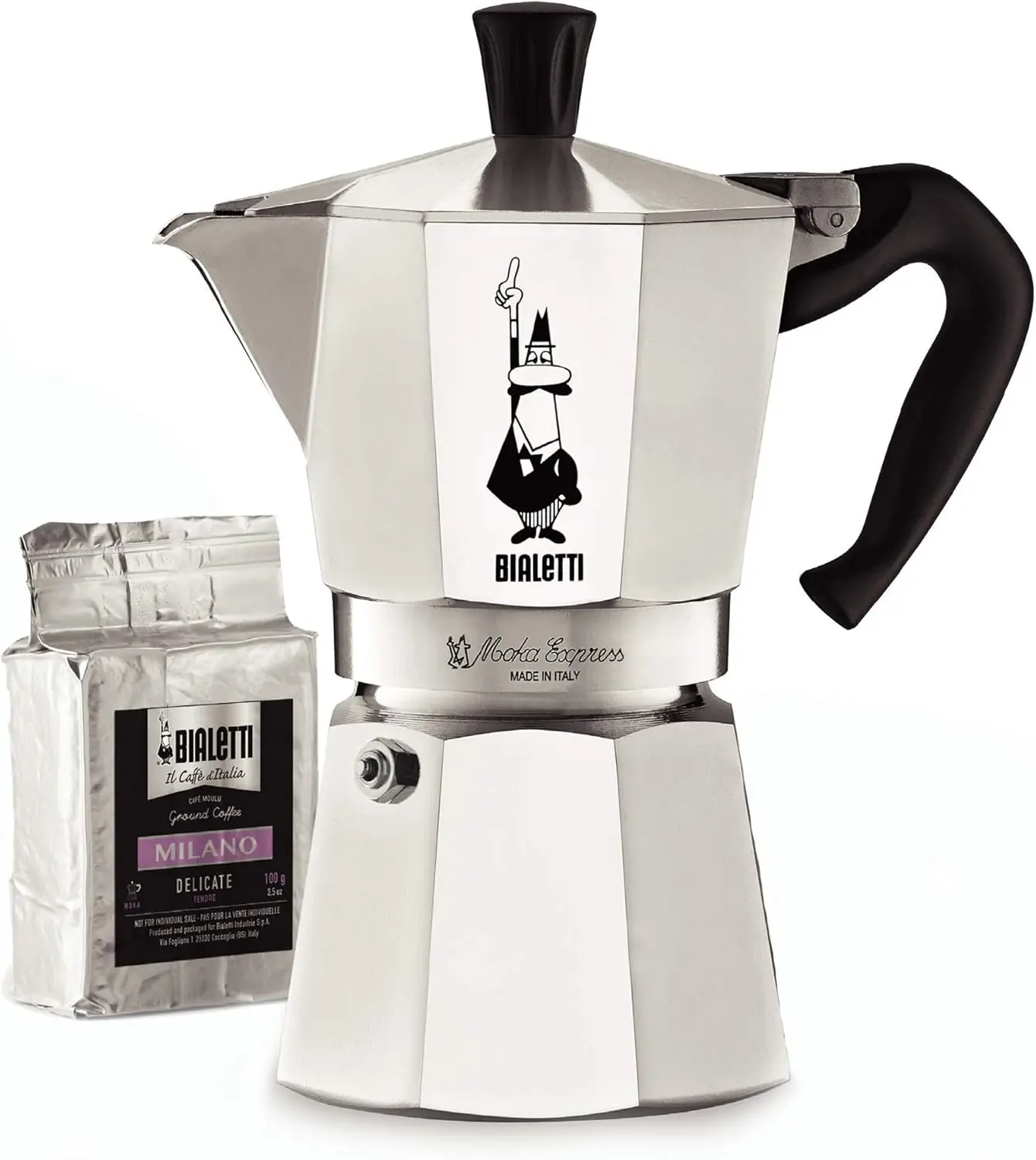 

Express Moka Pot, 6 -Cup & Coffee, Aluminum Silver