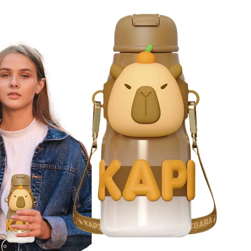 Capybara Water Bottle Insulated Water Bottle Large Capacity Thermal Drinking Cup Stainless Steel Travel Mug for Cycling Running
