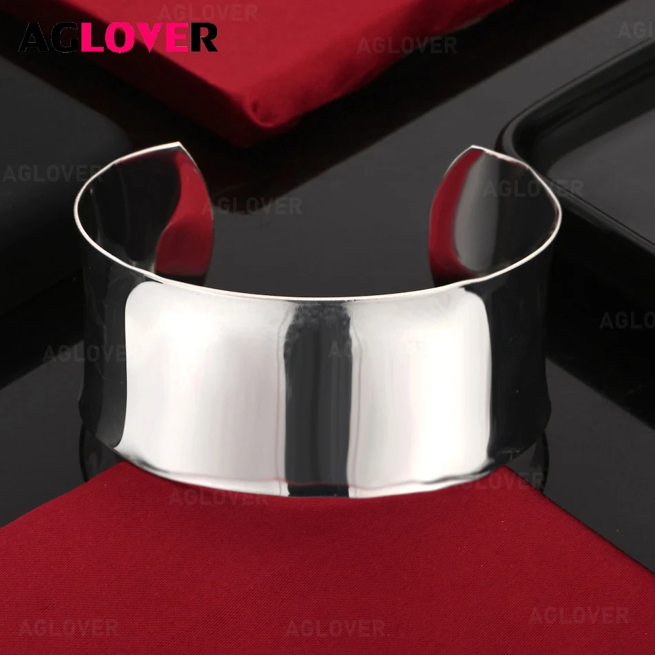

AGLOVER 925 Sterling Silver Smooth Opening Adjustable Bracelet Woman Charm Fashion Engagement Jewelry