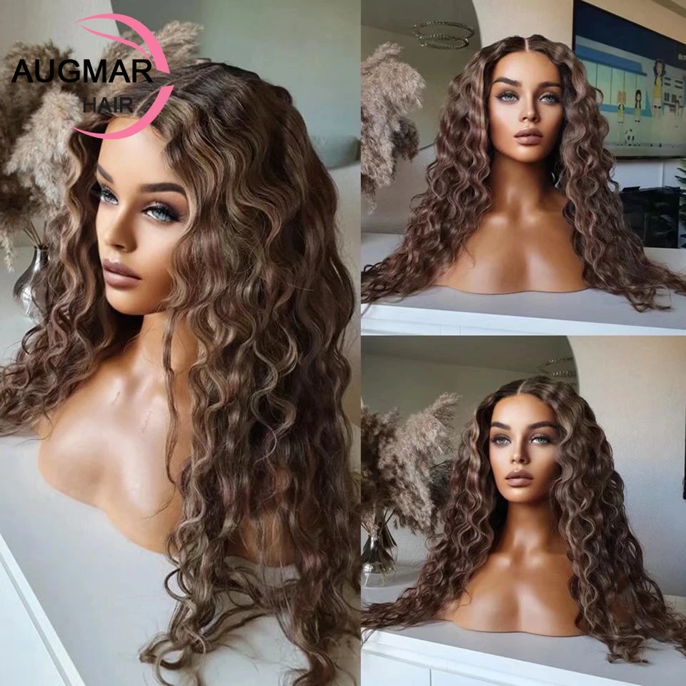 

13x6 Deep Wave Frontal Wig 30 Inch 13x4 Human Hair Lace Frontal Wigs HD Transparent Brown Lace Front Human Hair Wigs For Women