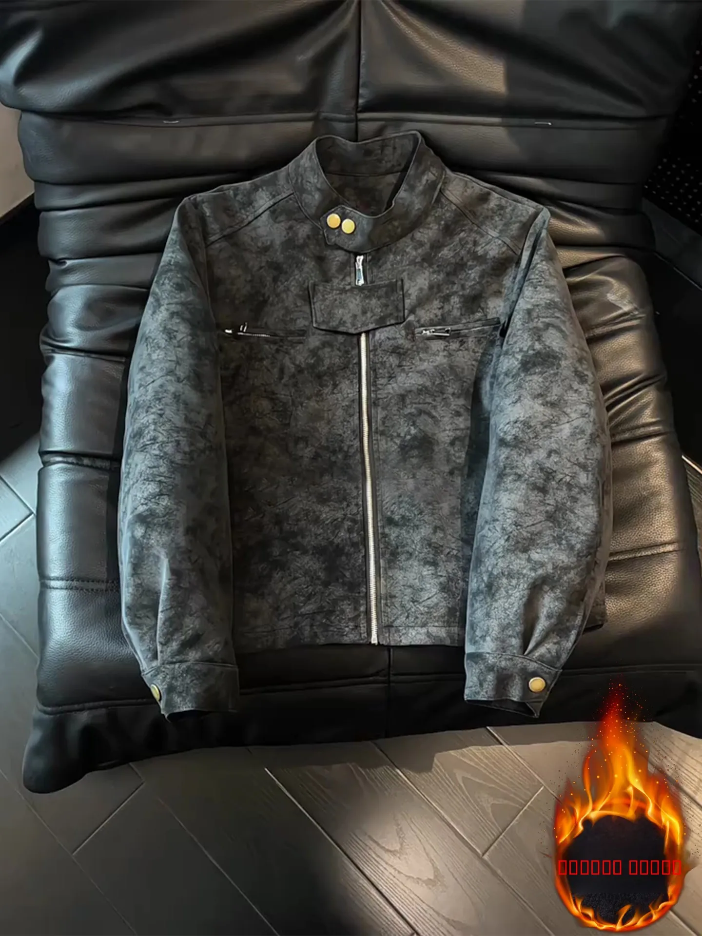 

Thiened Cotton Flight Jaet Men's Winter Coat Dyeing Sle Warm Casual Outerwear American Retro Sle Polyester Fiber