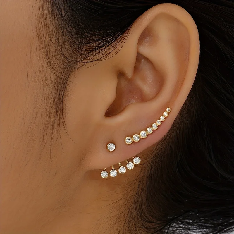 

EVISPOL New Ear Clips Cartilage CZ Earrings Helix Earrings Studs Set for Women Men Elegant Tragus Earring Piercing Jewelry