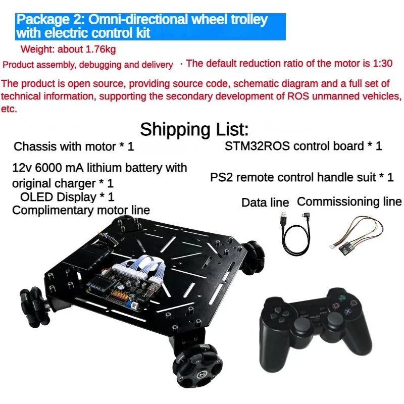 ROS 4WD-carrito de ruedas omnidireccional, chasis de acero, tracción en las 4 ruedas, rueda Universal, vehículo móvil, Robot, tanque RC, Kit programable