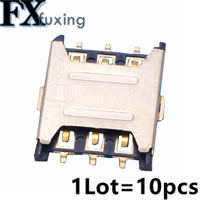 10PCS/LOT Plug-in Nano SIM 6P micro-card mobile phone card slot pull-out small card Connector Pull Type Nano-SIM