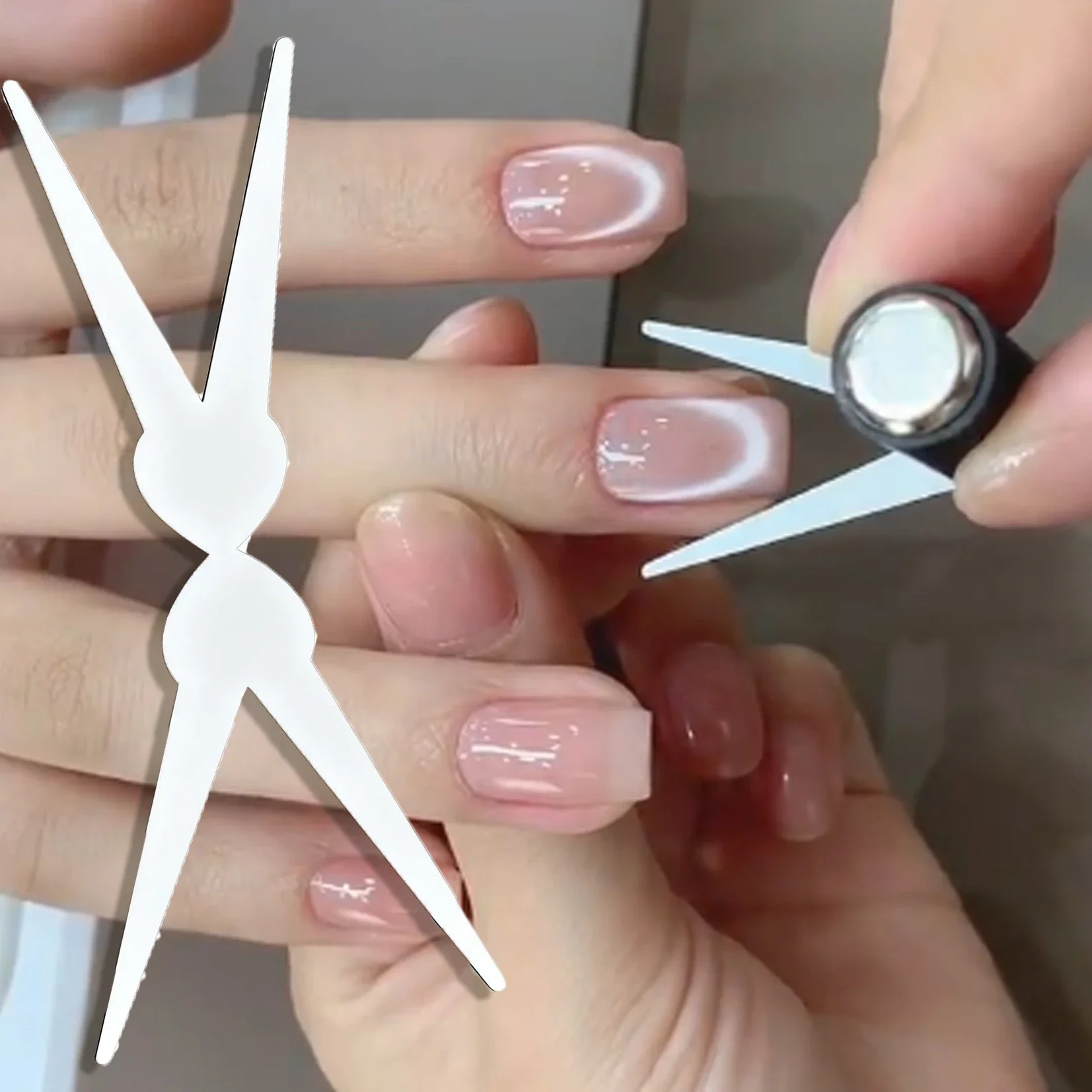 Double-head French Nail Art Magnet Set Cat Eye Magnetic Rod Combination Nail Art DIY V-Shaped Effect Gel Nail Polish Magnet