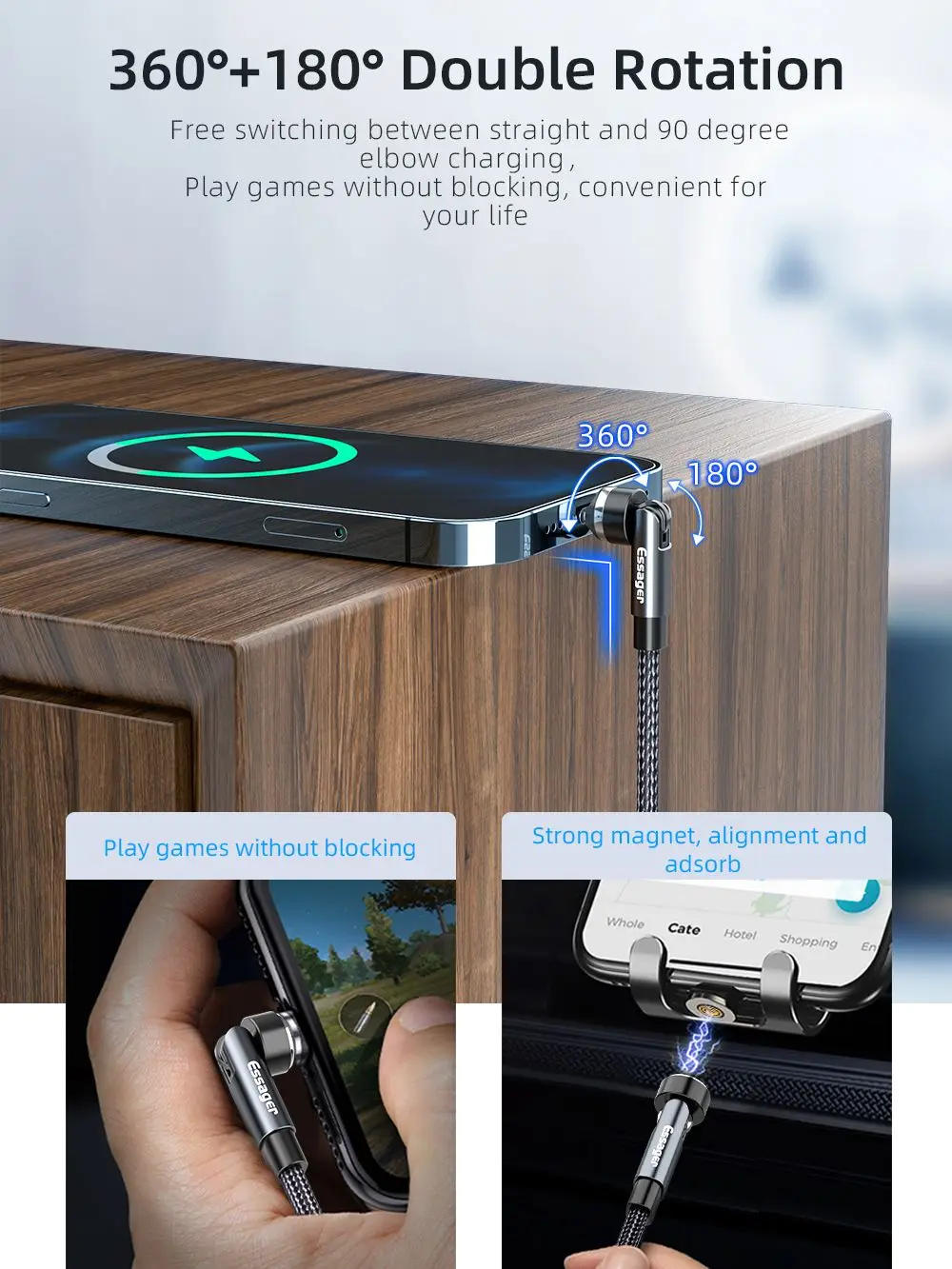 Essager 2m drehen 3a schnell aufladen des magnetisches USB Typ C Kabel für Xiaomi Magnet Ladegerät Telefon Daten Kabel