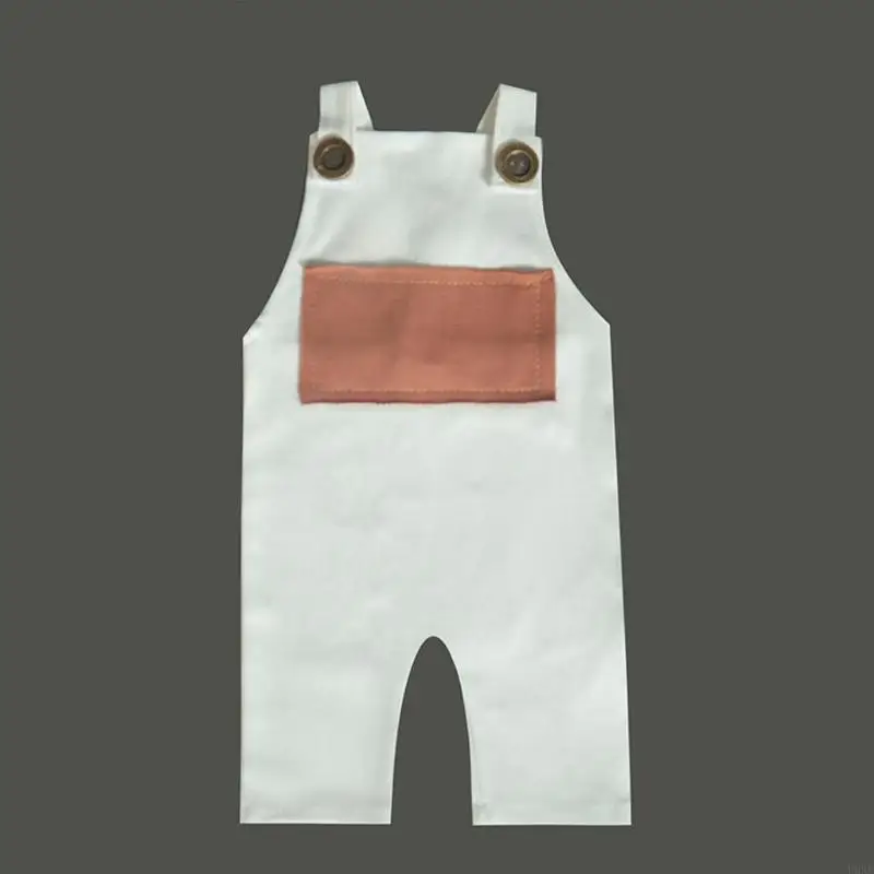 U6XE Newborn Photography Props Outfits Clothes Button Overalls Pants Baby Photo