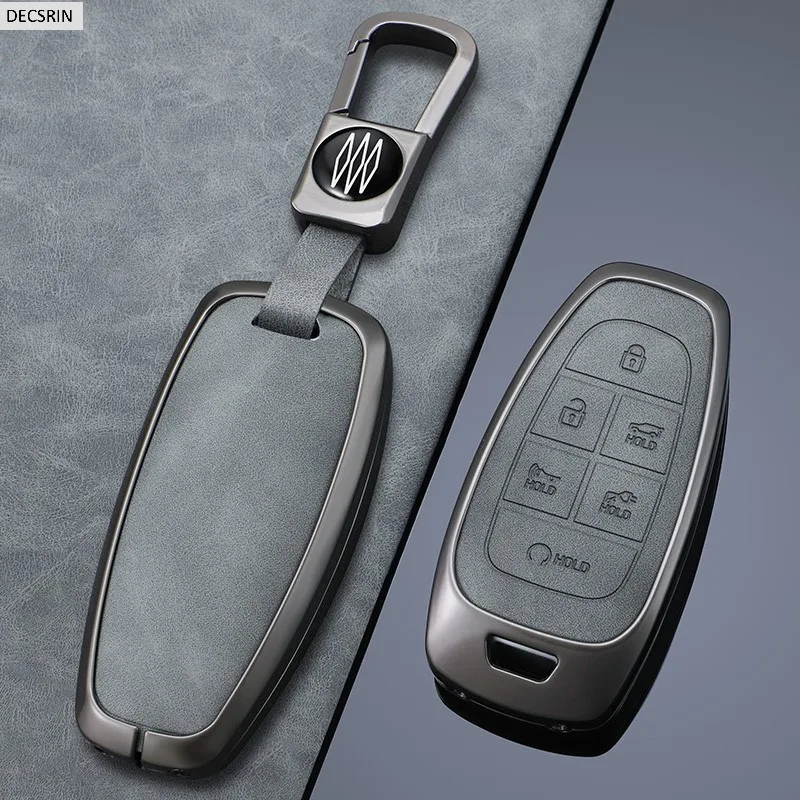 Zinc Alloy+Leather Car Key Case Cover Fob For Hyundai Sonata Sel Ev 6 Ev 8 IONIQ 5 Nexo DN8 Fe Tucson Sonata Staria NX4 Ioniq