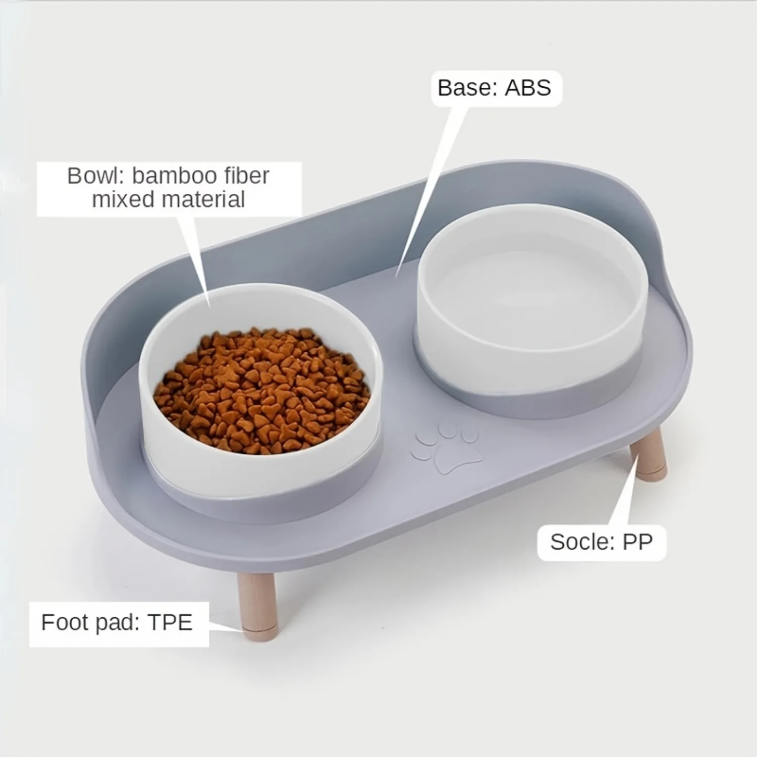 Elevated Pet Table Double Feeding Bowl for Cats and Dogs - Non-Slip, Neck Protection, Water and Food Feeder - Pet Supplies Cats