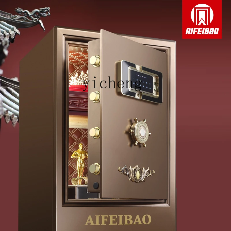 TQH Mesita de noche antirrobo totalmente de acero con huella dactilar + contraseña segura inteligente de alta gama para oficina en casa