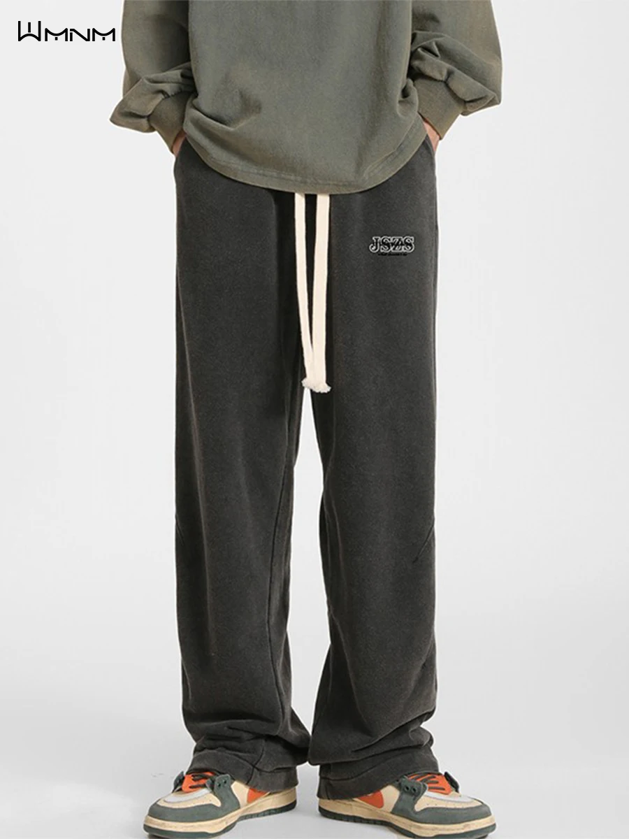 

Wmnm Men's Waed Pure Cotton Casual Pants Autumn Trendy Brand Heavyweight Sport Sweatpants Straight Leg Drapey American High...