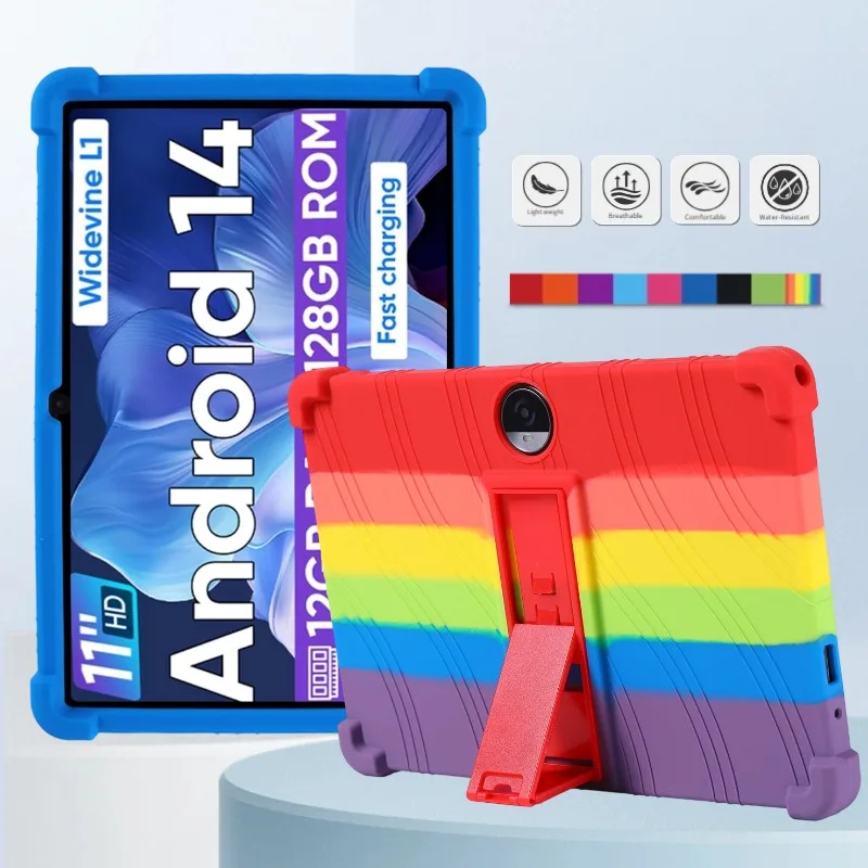 

Для планшета WXUNJA PTB 2025 11 дюймов Android 15 противоударный чехол мягкая силиконовая подставка защитный чехол