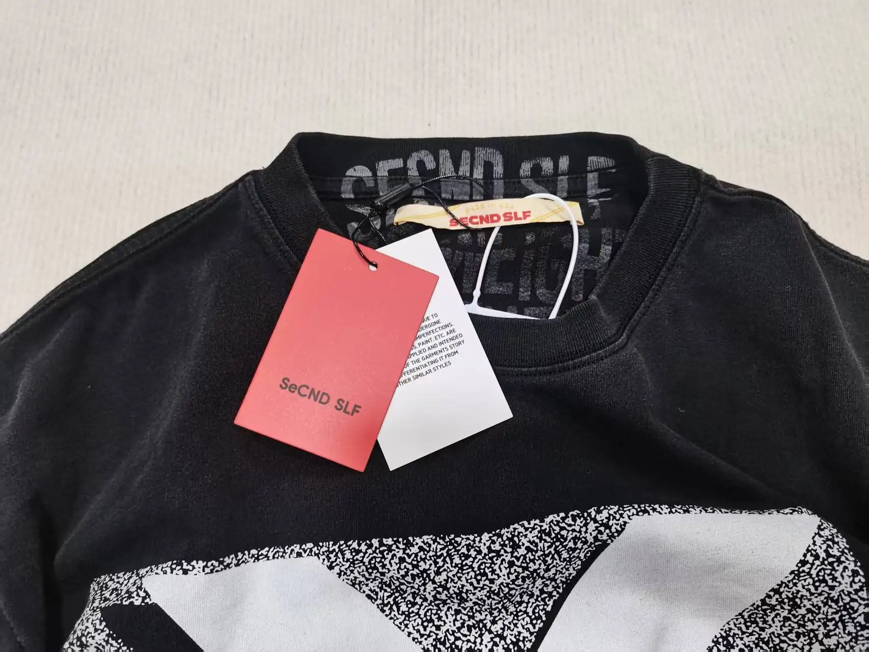 Black SECND SLF Big X Stone Print Short Sleeve T Shirt Men Women High Quality Tee Tops T-Shirt