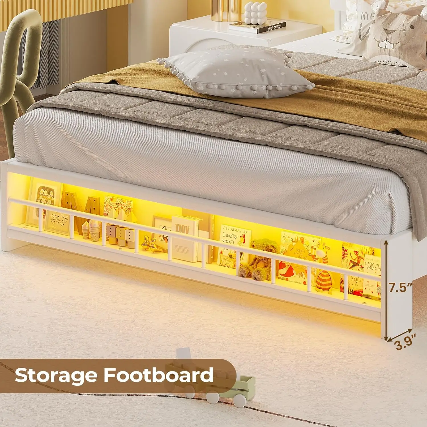 & Crystal Button, No Box Spring Need, Beige