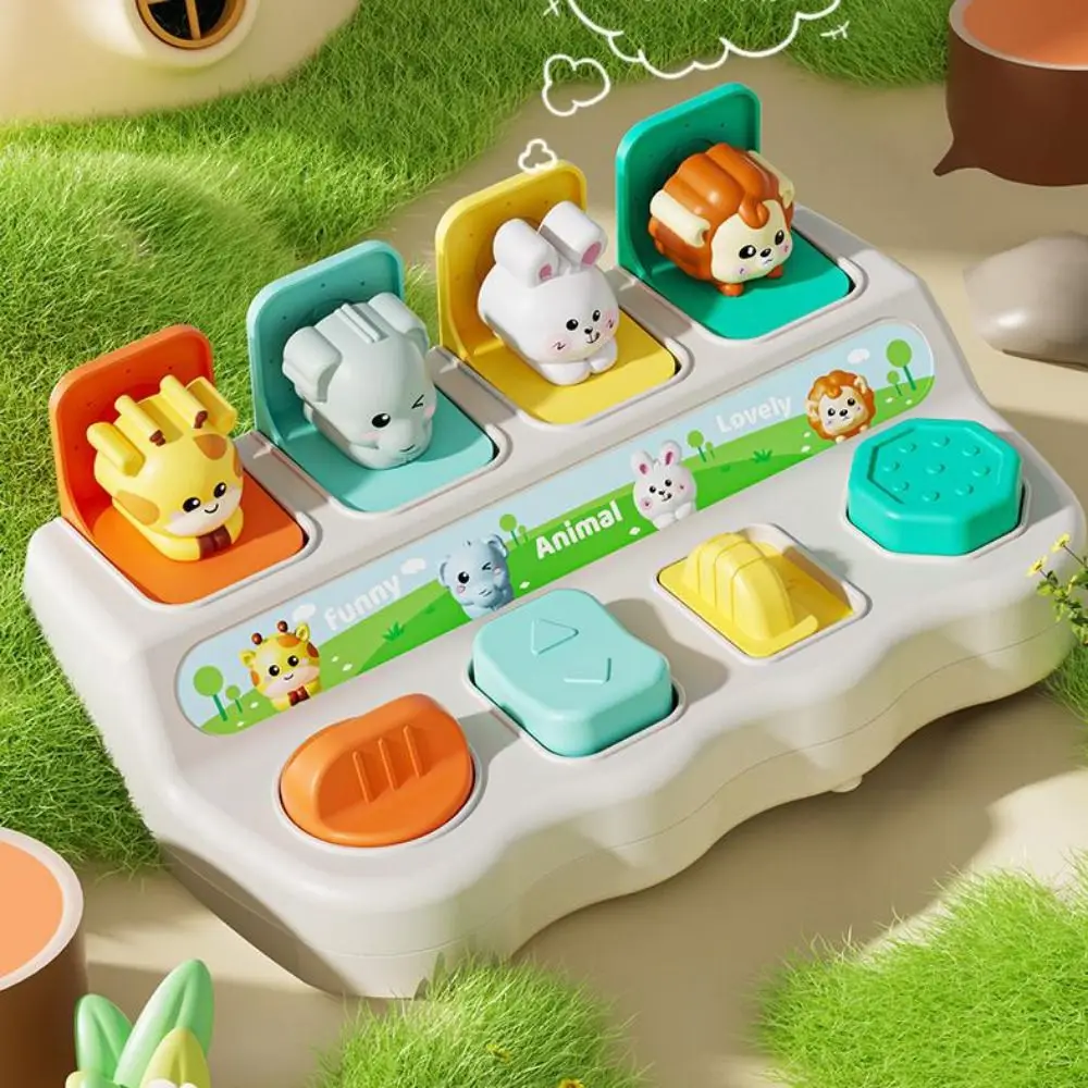 モンテッソーリ-Peekabooスイッチボックス,カラフルな動物の感覚玩具,腹筋,キリン,インタラクティブな動物の箱