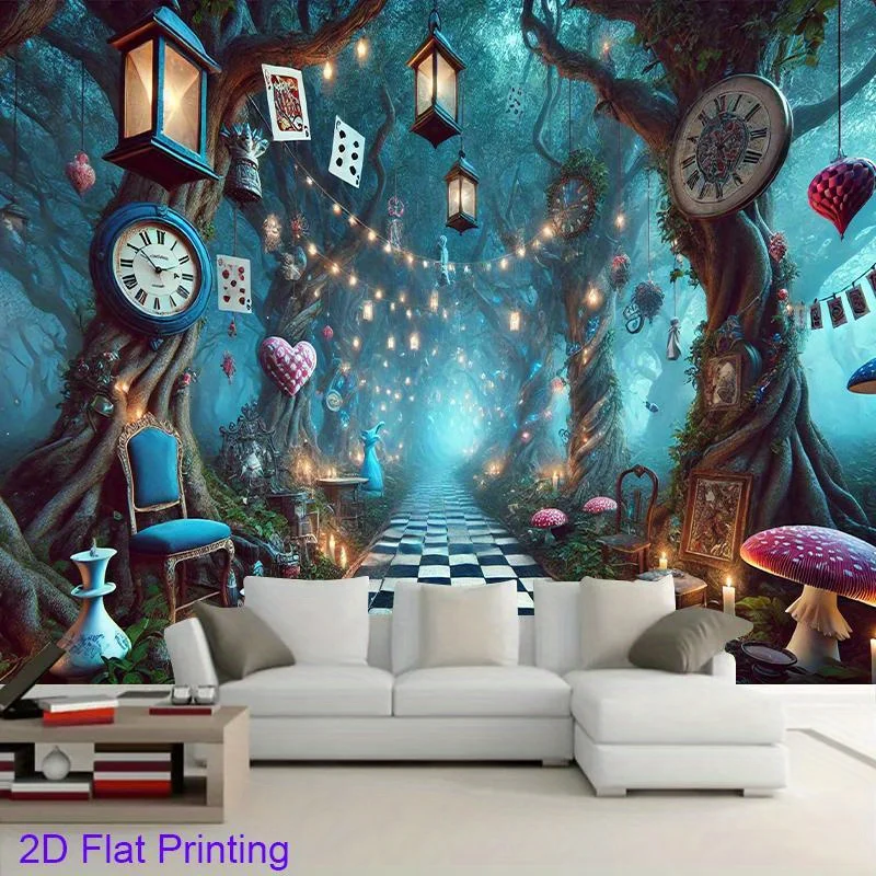 1 Stück, 2D-Flachbanner mit Alice im Wunderland-Motiv, Party-Geburtstagshintergrund, Wandfotografie-Hintergrund, wsj – Detail 2