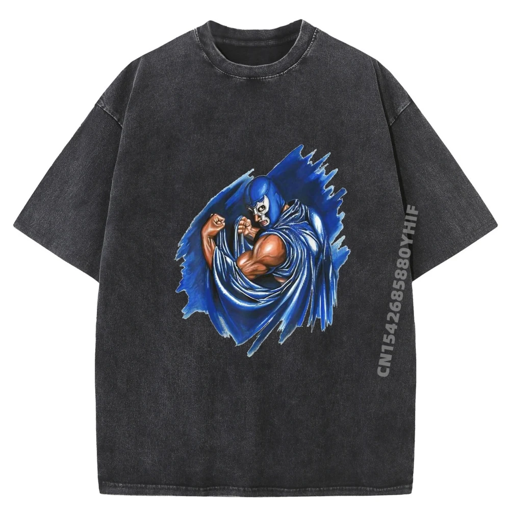 

Feel Ink Demon Blue Lucha Libre Мексиканская старая легенда Белая футболка с рисунком Роскошная футболка Ретро стираные топы и футболки