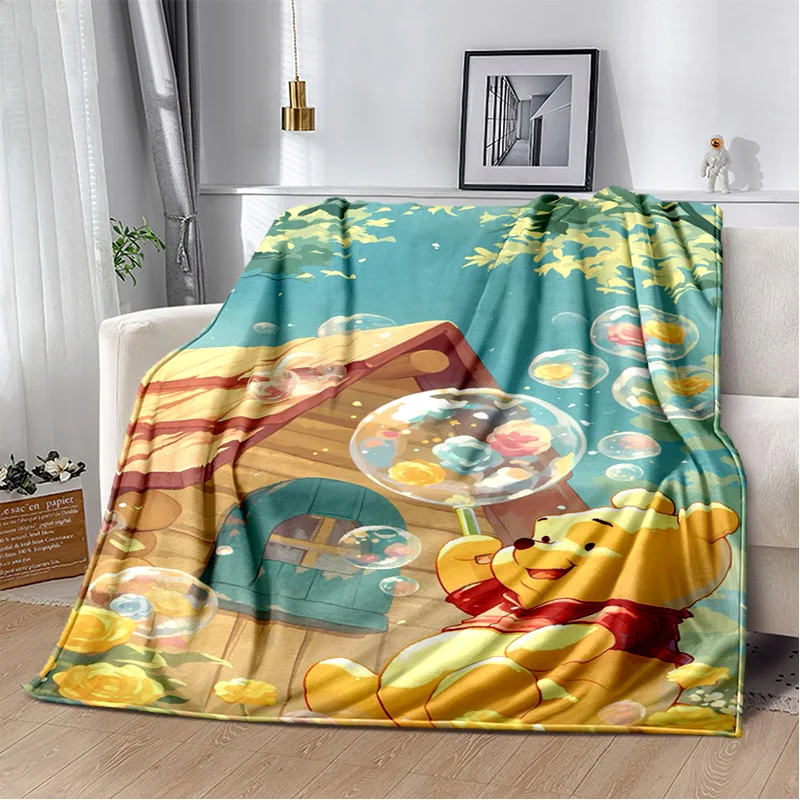 Winnie Pooh Bear Kawaii Cartoon Soft Blankets,Keep Warm Throw Blanket Comfortable Blanket for Picnic Beds Sofa Home Bedroom Kids