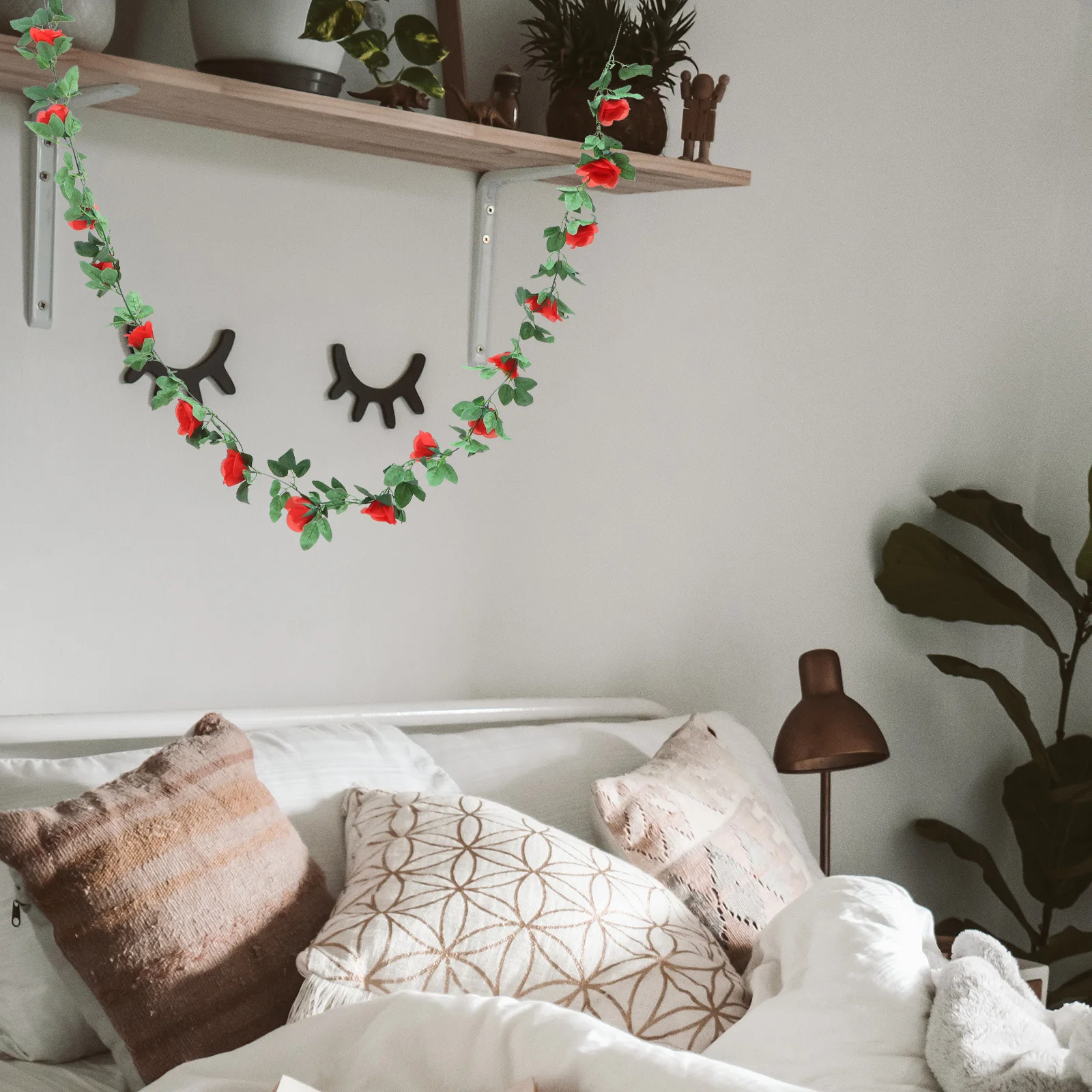 

Artificial Rose Garland Vine Lifelike Indoor Ceiling Decoration Fake Rose Rattan Wedding Flower Garland Imitation Flower Vine