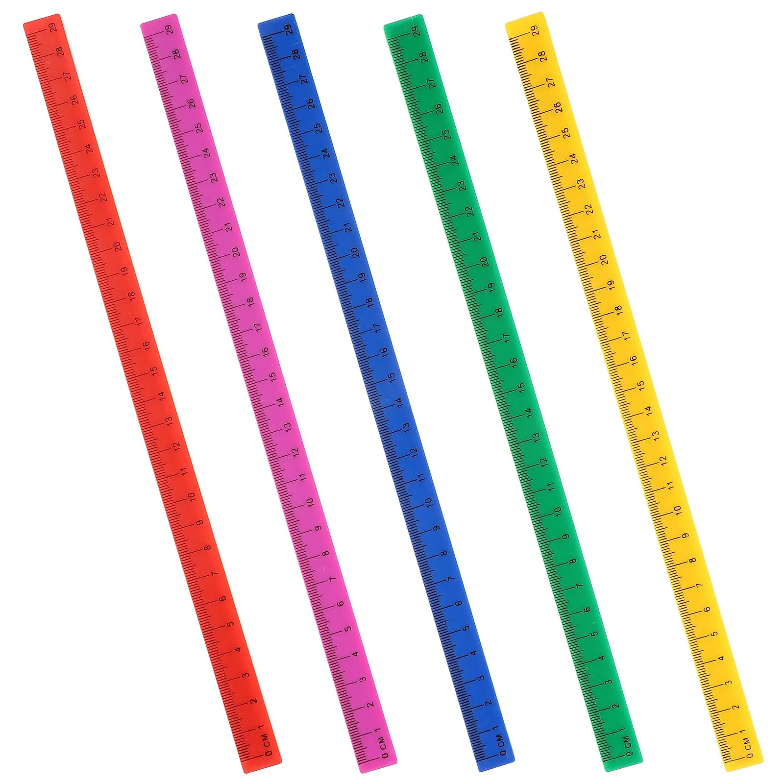 

5 Pcs Rulers 29cm Plastic Straight Edge Drawing Tools for Kids Classroom Teaching Measuring Instruments Plastic Working