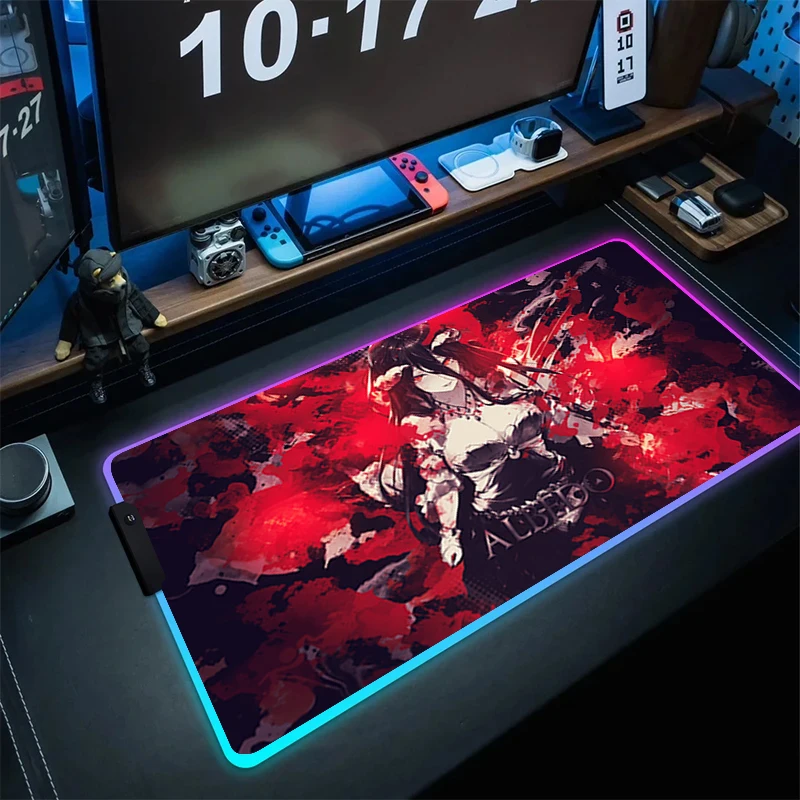 Imagem -02 - Anime Overlord Albedo Rgb Mousepad Tapete de Teclado Antiderrapante de Borracha Esteira de Escritório Retroiluminada Led Portátil Acessórios para Jogos Xxl