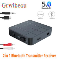 2 in 1 Bluetooth 5.0 Audio Receiver Transmitter RCA 3.5MM AUX Jack USB Dongle Stereo Wireless Adapters For Car TV PC Headphone