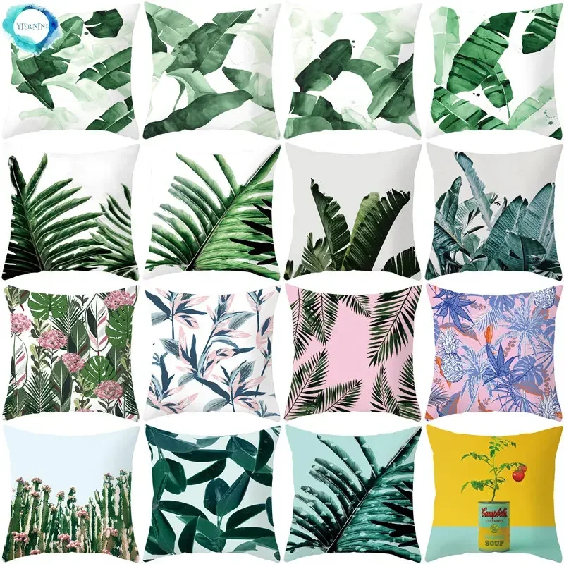 2024 Spring Plants Pillow Case for Sofa Livingroom Cushion Cover Home Decoration Polyester Throw Pillow Cover Housse De Coussin