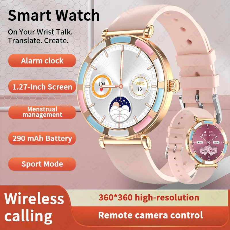 

LIGE New Smart Watch Ladies For Android IOS Full Touch Bluetooth Call Heart Rate Health Monitor Fitness Tracker Women Smartwatch