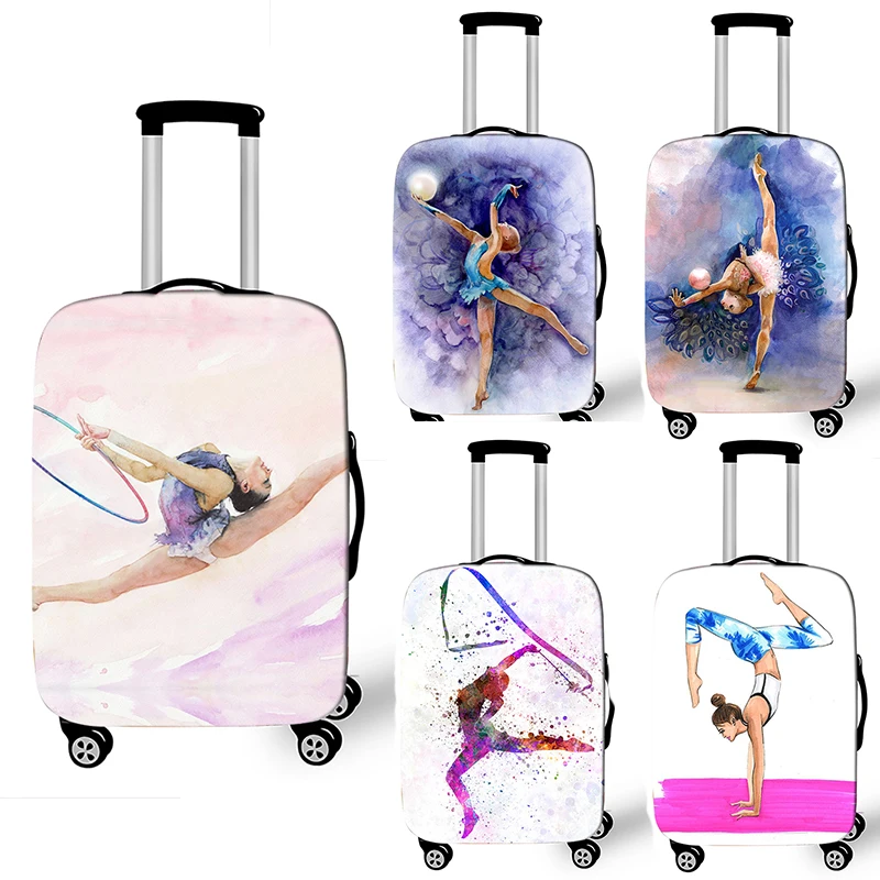 Sierlijk Ritmische Gymnastiek Art Print Bagagehoes Anti-stof Koffer Dames Reisaccessoires Elastische Trolley Case Cover