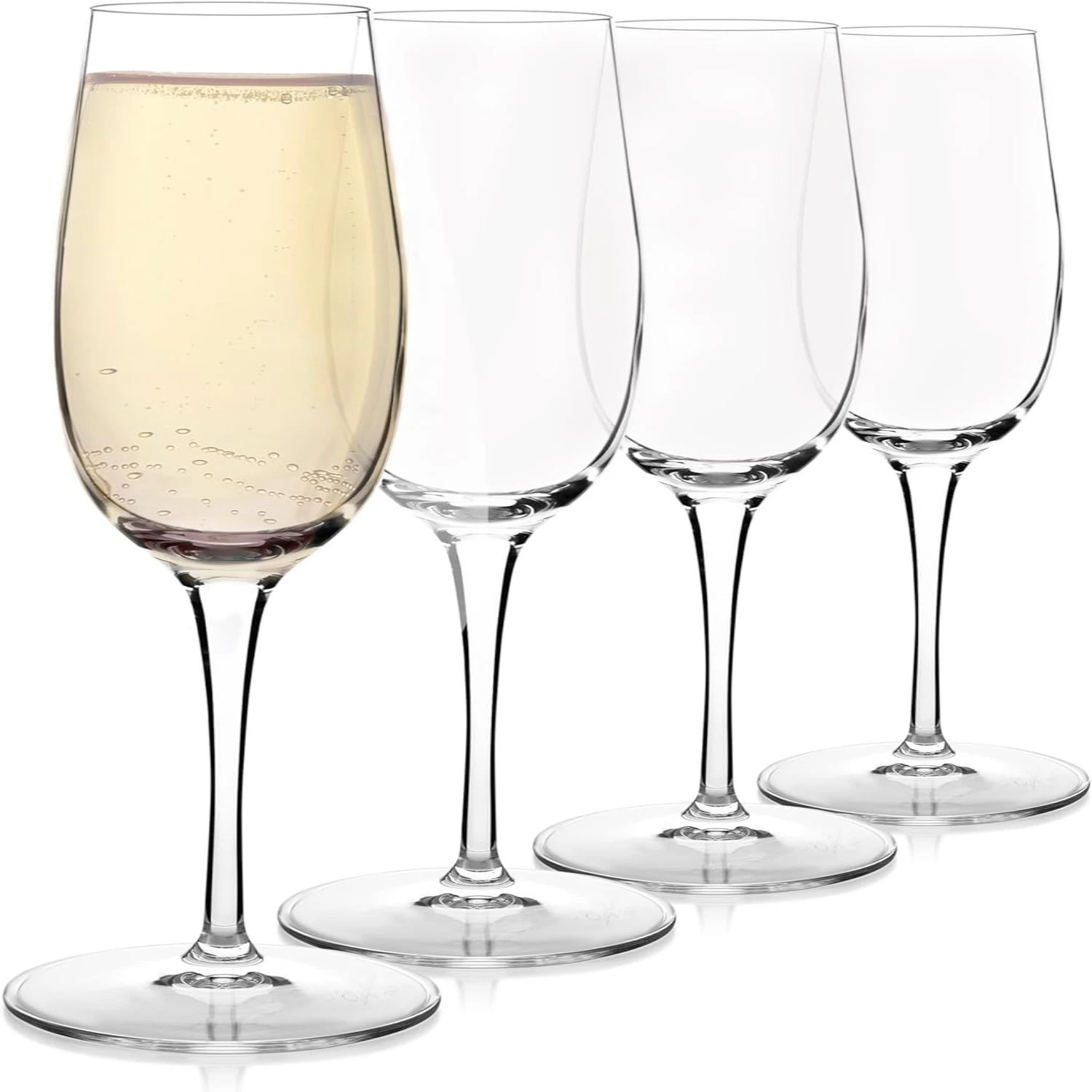 

Gorgeous, Elegant, and Stylish Set of 4 Italian Crystal Clear Prosecco Glasses - Beautiful 8-ounce Dishwasher Safe Champagne Flu